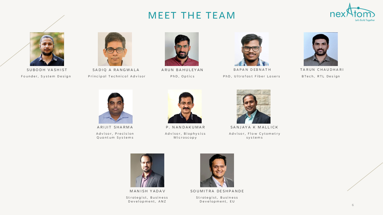 Nexatom team overview with researchers and advisors