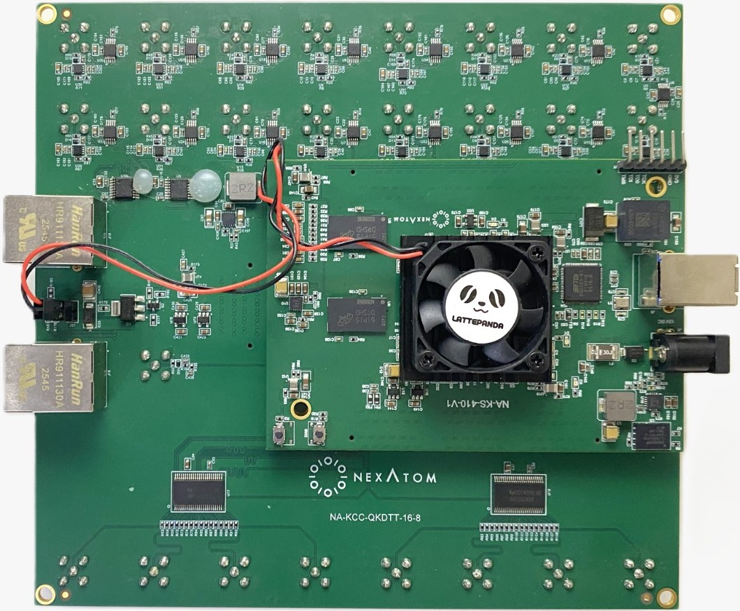 Nexatom 16 input 8 output custom time tagger board top view