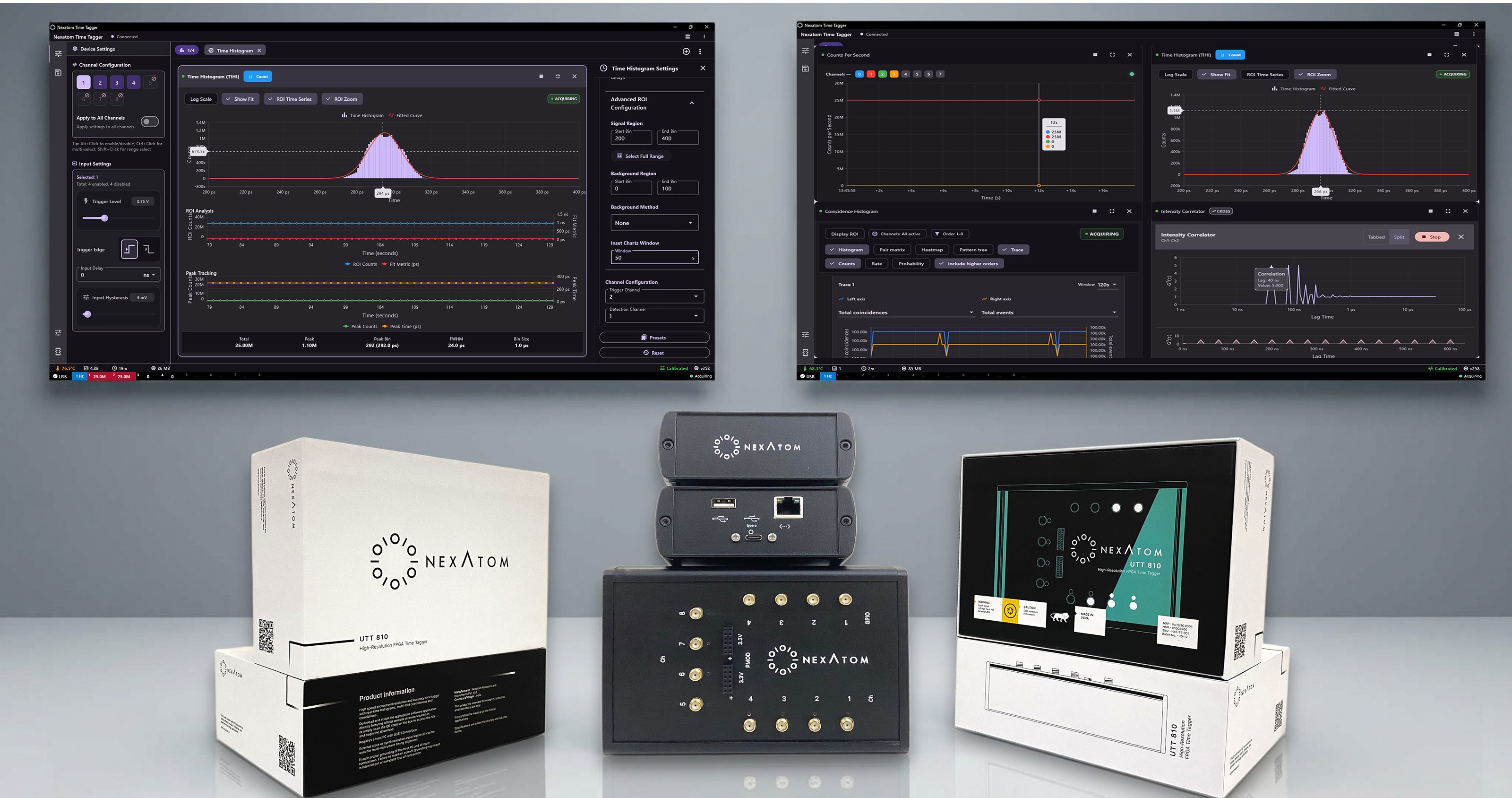 Nexatom UTT 810 time tagger hardware and software