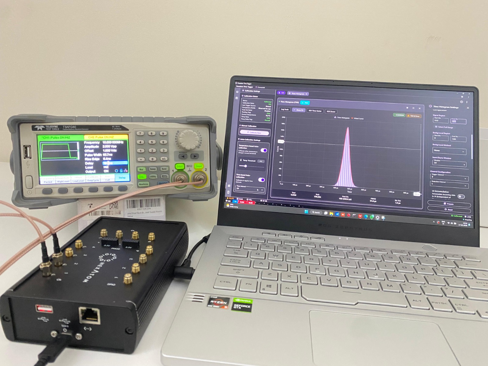 Nexatom UTT810 time tagger working setup with measurement equipment